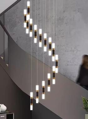 楼梯长吊灯现代简约轻奢旋转复式楼别墅客厅餐厅跃层挑高吊灯