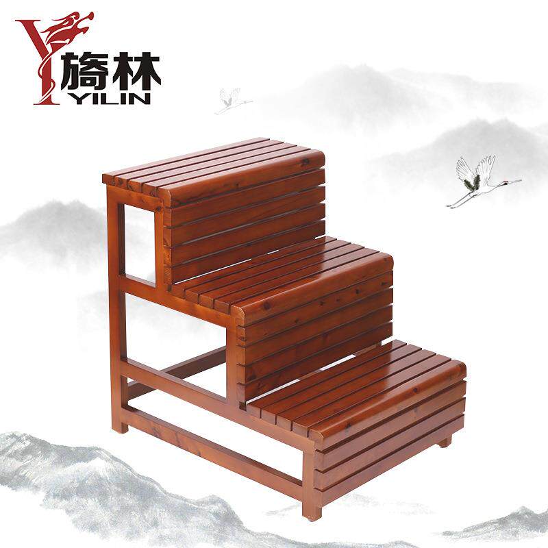 旖林实木梯凳梯子梯形架脚踏单踏楼梯踏步垫台阶垫凳子浴室用整装