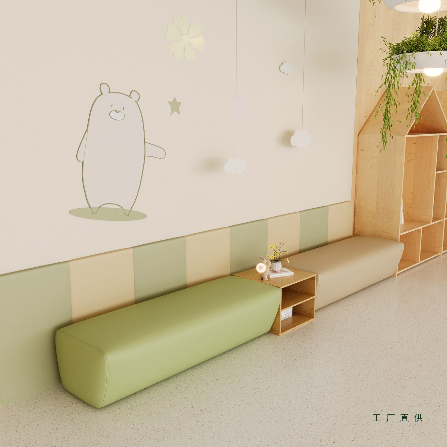 幼儿园培训机构休息区长条沙