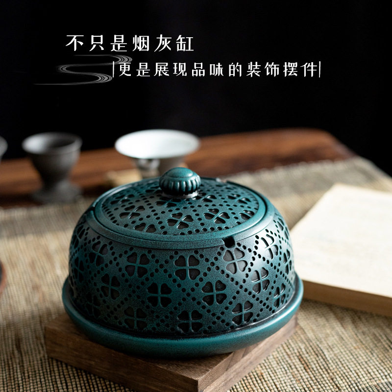 创意家用中式树脂烟灰缸家居复古个性四叶湮灰缸