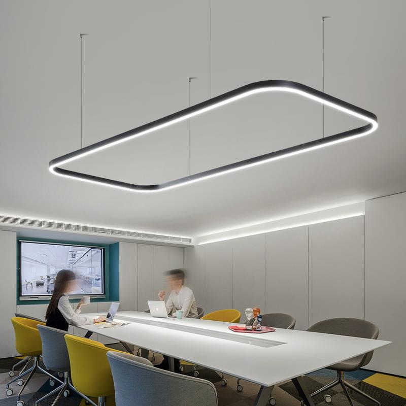 LED椭圆形吊灯办公室会议室方形现代简约商场超市吧台造型吊线灯