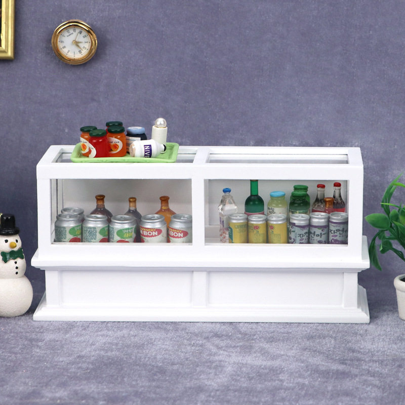 1:12娃娃屋dollhouse迷你家具商场商店微场景摆件白色柜子展示柜