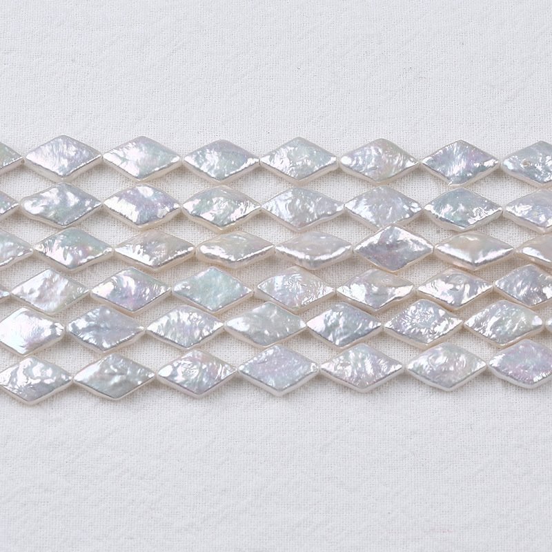 诸暨珍珠批发巴洛克珍珠 白色菱形天然淡水珍珠散珠串DIY饰品配件