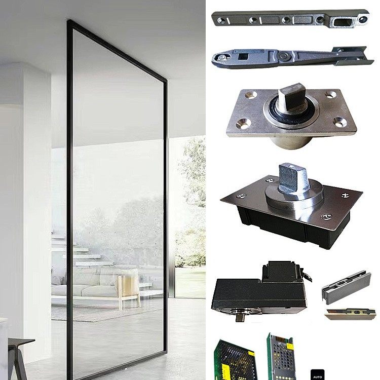 智能重型电动360度中轴旋转门偏轴门系统木门铝框门天地轴五金件