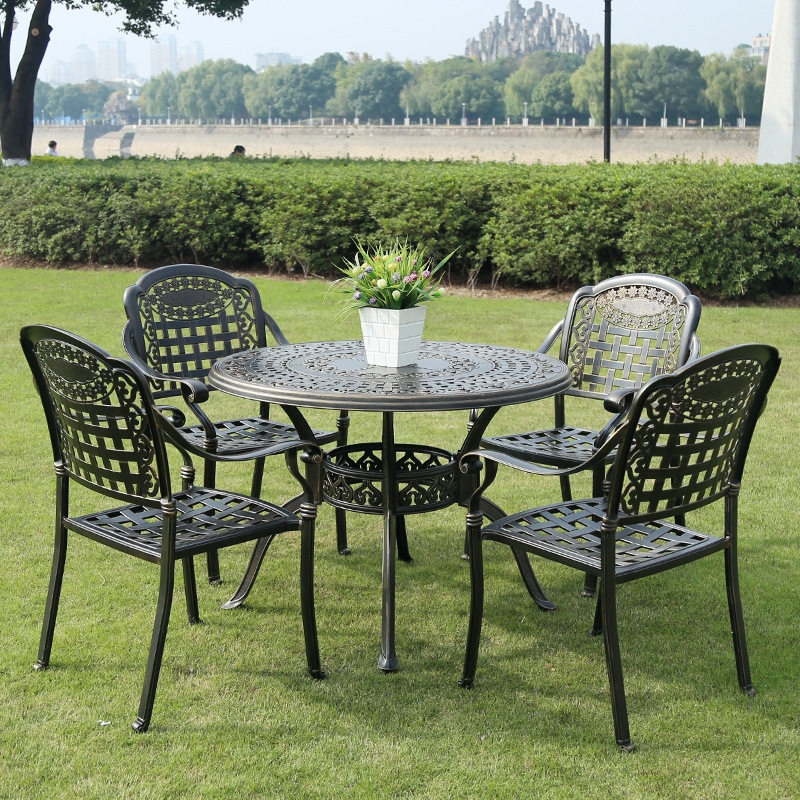 户外家具桌椅套件休闲阳台桌椅组合露台花园铸铝桌椅
