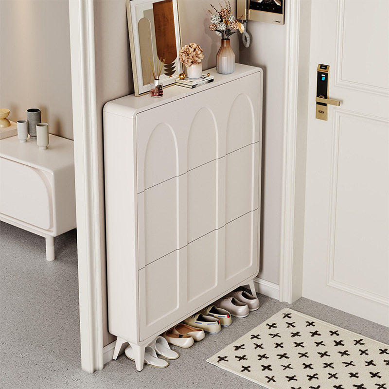 奶油风超薄鞋柜门口家用大容量入户翻斗式玄关柜一体简易收纳鞋架