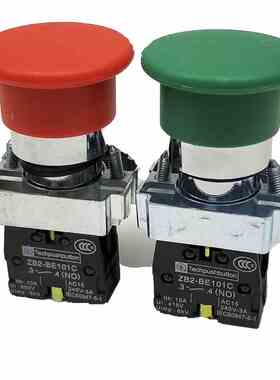 22MM点动XB2-BC31C ZB2-BE101C蘑菇头复位按钮开关绿色一常开