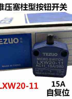 特佐牌行程开关推压塞柱型LXW20-11微动开关15A按钮限位开关