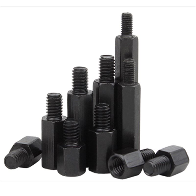 单头六角隔离柱黑色塑料尼龙柱螺丝M2.5 M2*x5x7x8x11x13x15x20mm