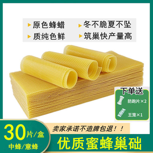 中蜂深房巢础蜜蜂巢基蜡脾蜡皮30片养蜂工具标准蜂箱中意蜂群巢脾