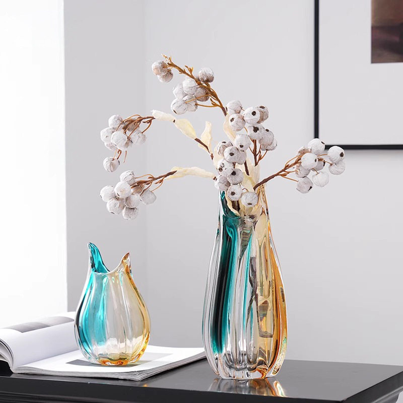 手工艺术彩色琉璃花瓶摆件轻奢客厅电视柜简约插花水养花器装饰品,鲜花速递/花卉仿真/绿植园艺,其它园艺用品,淘宝优惠券,粉丝福利购,淘宝优惠卷