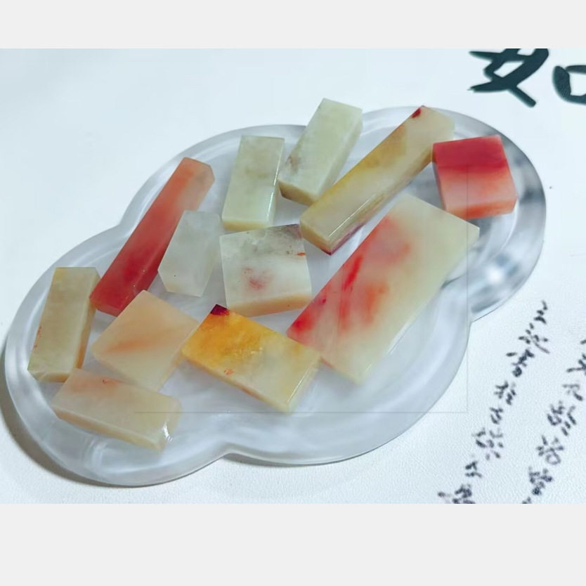 寿山石一组12方老挝素章扁章闲章印面1.2-3.0厚0.7-1.3高7-6.9