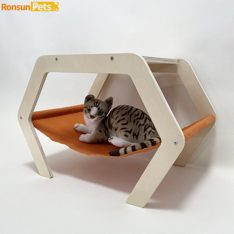 跨境猫窝可拆洗上下两层人宠共用家具大连木质猫窝猫床实木猫猫窝