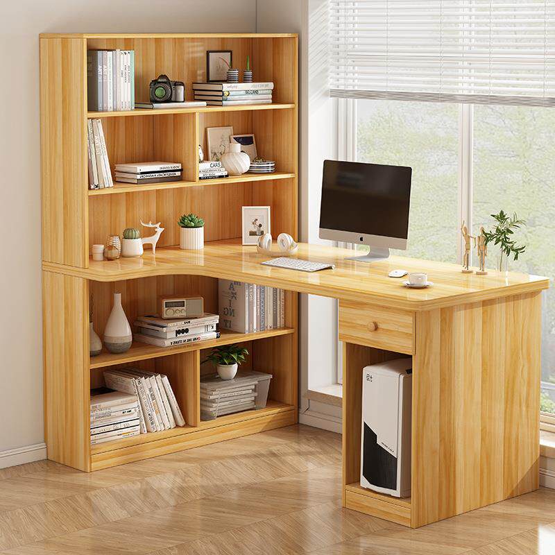 电脑台式桌写字学习书桌书架一体转角书柜组合学生家用儿童拐角l