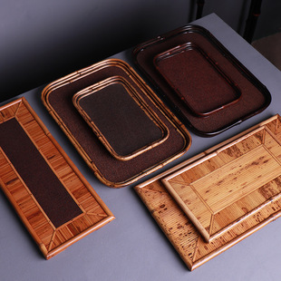 斑竹梅鹿竹茶盘文盘茶托盘竹制干泡台竹制品大全藤面托盘工艺品