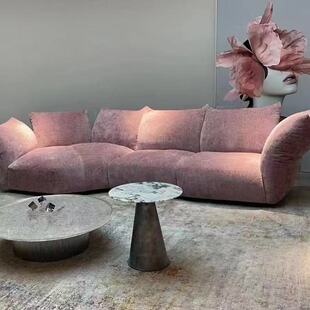 意式极简大户型设计师家具雪尼尔花瓣沙发2026异形弧形家居花多