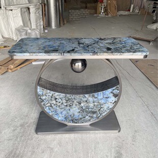 入户玄关桌轻奢玄关台别墅不锈钢大理石玄关桌子收纳展示入户门