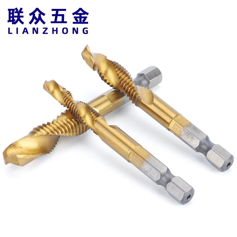 六角柄钻攻倒角一体螺旋机用丝攻复合丝锥开孔钻头机用丝锥m3-m10
