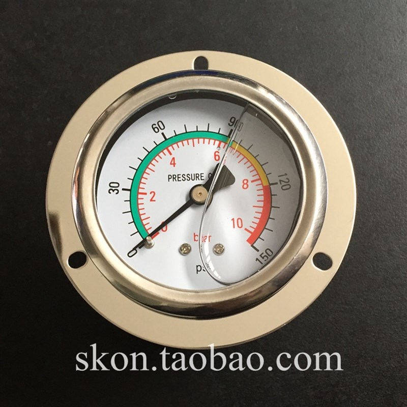 耐震压力表轴向0-10bar/0-150psi螺纹1/4压缩机充气泵压力表