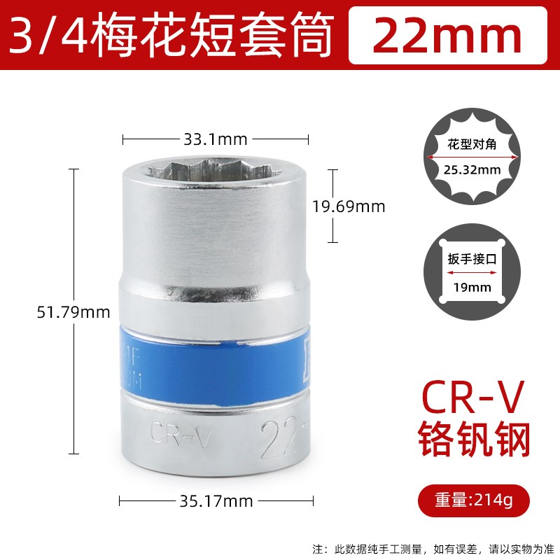 3/4梅花短套筒重型中风炮12角套筒头24 27 30 I32 34 36 38 41 46