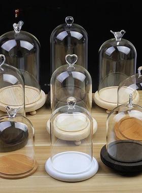 促销永生花玻璃罩子软陶人偶粘土手办盲盒古玩香薰蜡烛透明防尘罩