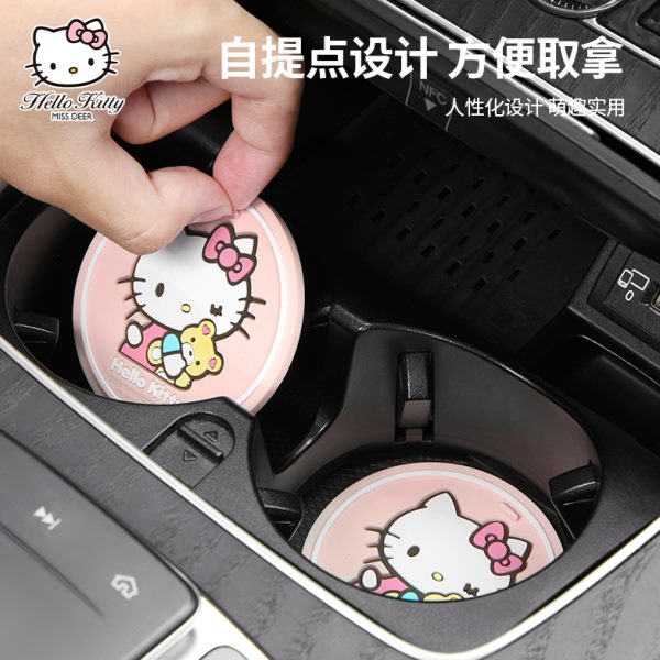 车内饰kitty通用车载储物用品水杯垫垫卡通Hello槽汽车防滑垫车用
