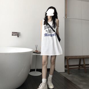 复古印花宽松百搭原宿风无袖夏季新款学生运动背心女外穿上衣潮流