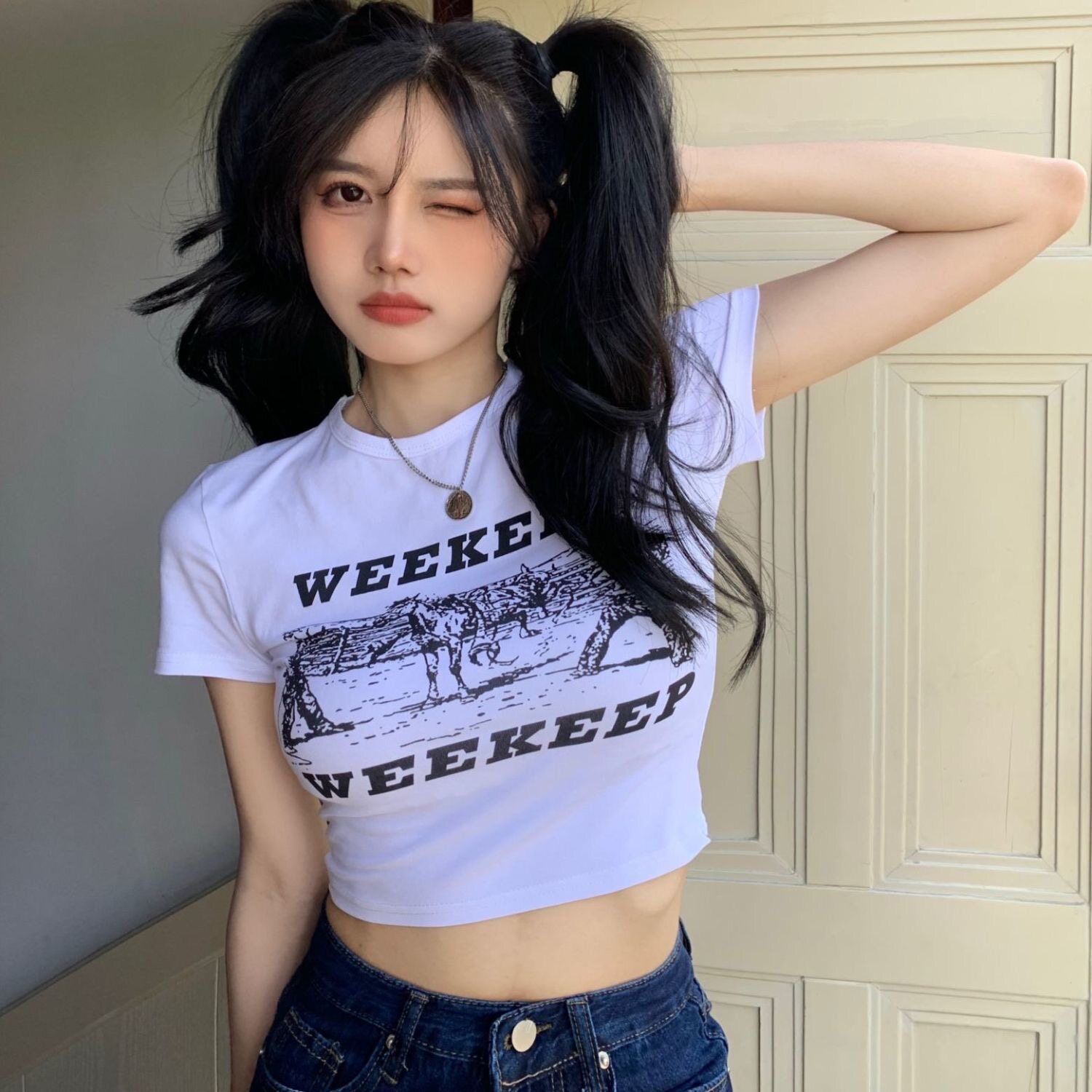 美式辣妹上衣短款露脐小款超辣妹韩版印花短袖T恤女修身学生夏季