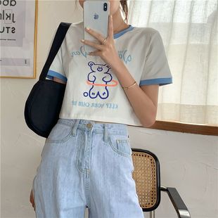 上衣 白色卡通印花T恤女可爱减龄夏季 2025新款 ins韩版 宽松圆领短袖