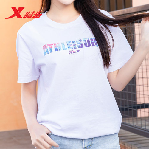 特步短袖女t恤运动上衣女