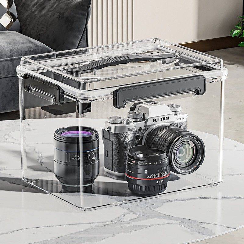 密封收纳箱透明加厚PET带提手家用办公相机储物箱防尘防潮收纳盒,收纳整理,收纳箱,淘宝优惠券,粉丝福利购,淘宝优惠卷