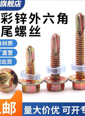 外六角钻尾螺钉燕尾螺丝钉彩钢瓦自攻自钻螺丝攻铁皮钢板M4.8M5.5