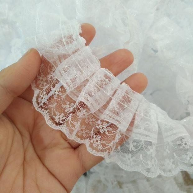 cm4双层蕾丝褶皱花边手工DIY袖口裙边装饰服装辅料