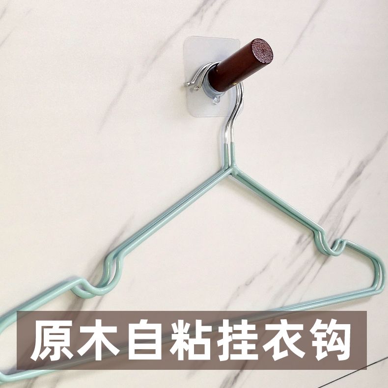 原木免钉强力粘钩 创意壁挂门后墙壁衣帽无痕收纳挂钩
