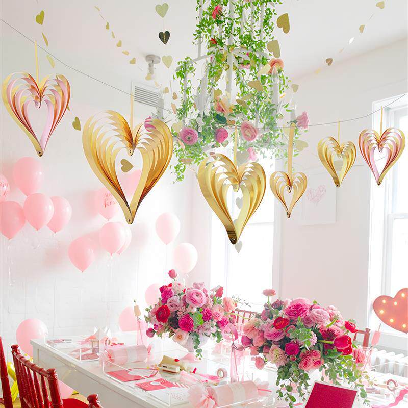 爱心挂饰情人节婚房装饰品求婚气氛围布置挂件珠宝店空中吊饰拉花