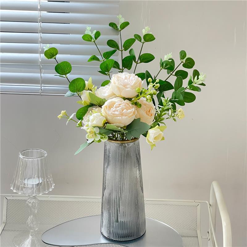 玫瑰花束仿真牡丹花摆设客厅餐桌面假花艺装饰花摆件少女心伴手礼