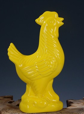 陶瓷公鸡风水摆件 十二q生肖金鸡报晓 家居装饰品 吉祥如意 红对