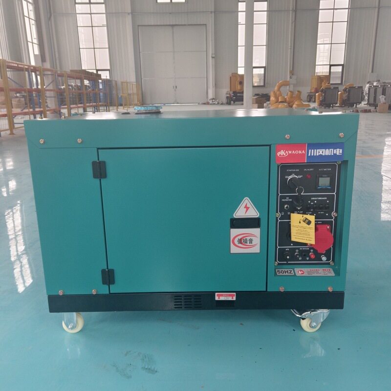 7KW风冷低噪音发电机组 小型可移动四轮单三相风冷单杠低音发电机