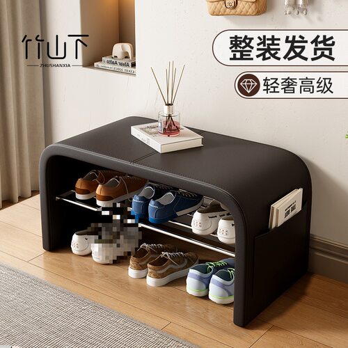 换鞋凳门口家用入户门换鞋凳轻奢感玄关收纳可坐鞋柜坐凳一r*