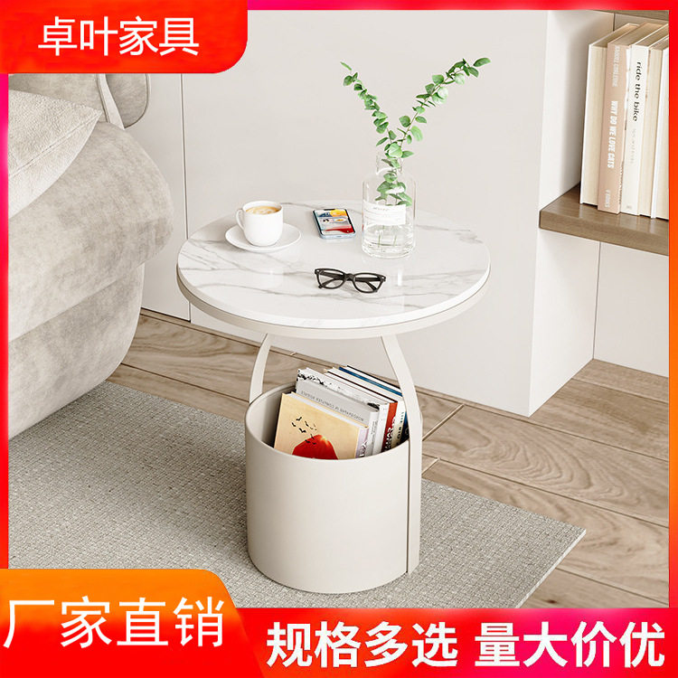轻奢简约卧室床头柜现代客厅沙发角几北欧风铁艺储藏收纳桶小边几