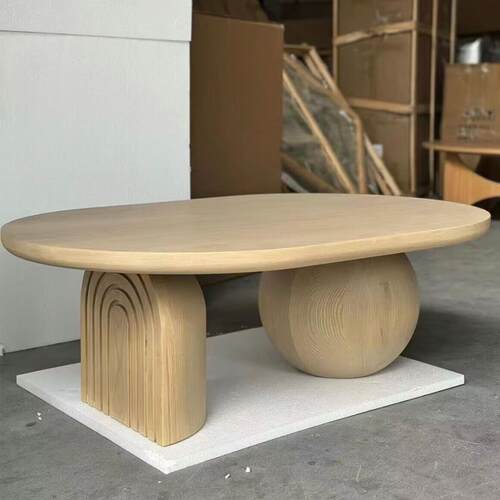 意大利中古奶油风茶几家用客厅咖啡桌设计师原木简约茶桌家具