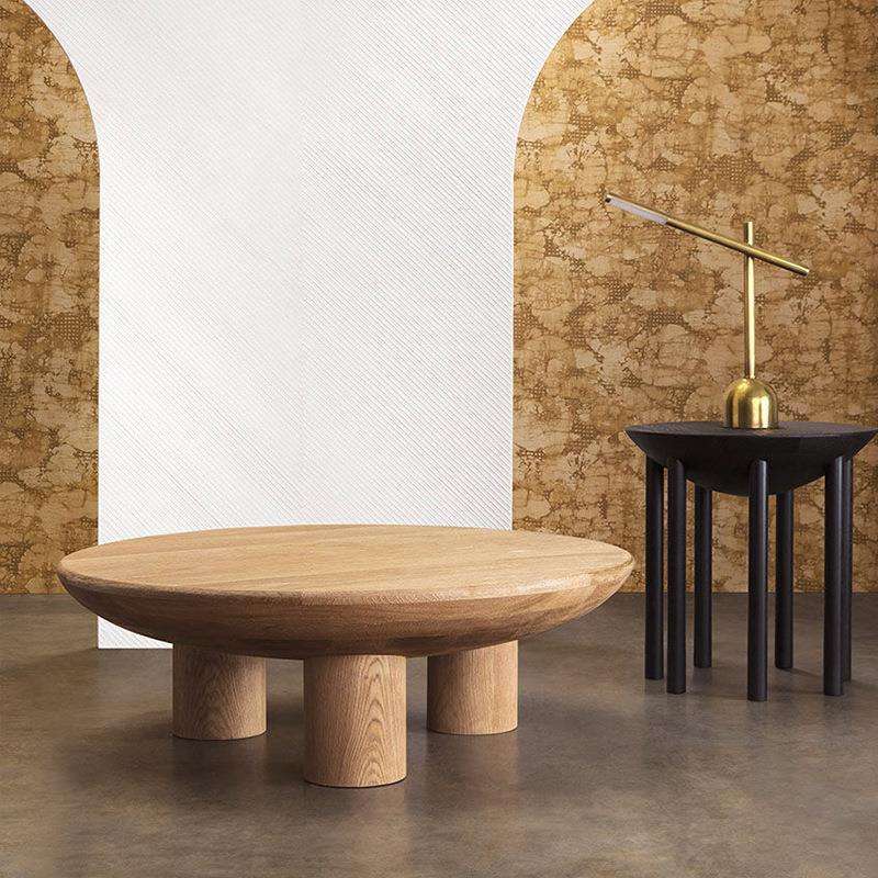 诧寂风实木茶几简约现代圆形北欧民宿茶几客厅小户型圆桌家用家具