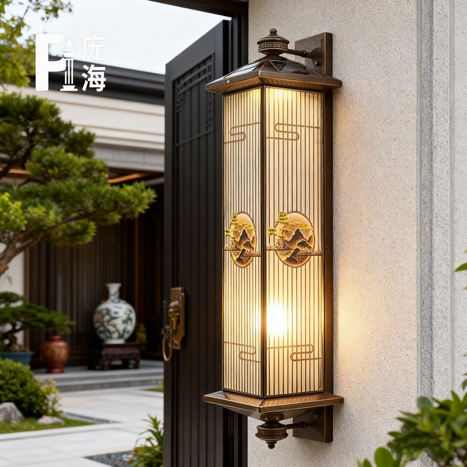 太阳能全铜壁灯庭院灯户外壁灯防水中式壁灯别墅花园门柱氛围灯