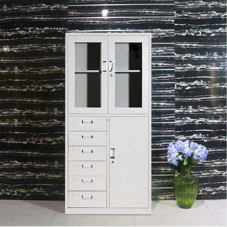 加厚钢制偏六斗文件柜办公室铁皮资料储物柜带锁档案凭证柜子