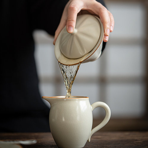 南涵汝窑陶瓷斗笠三才盖碗大号手抓碗复古茶杯带盖功夫茶具泡茶碗