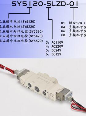 3120电磁阀24v电磁电阀sy5120-5g-015lzd气动控制阀7120气动阀73
