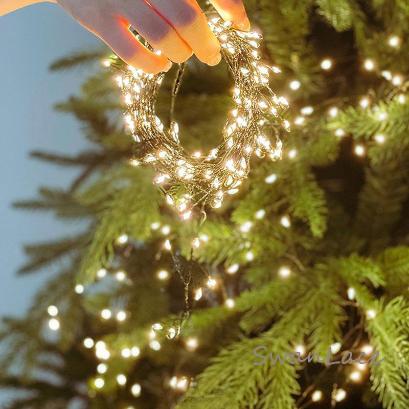 USB可遥控隐藏线改良版鞭炮灯圣诞树ins蜈蚣灯铜线灯暖白串灯灯串