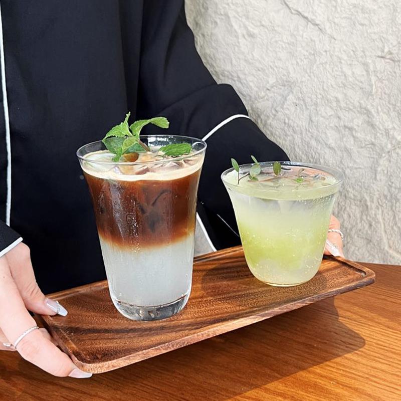 ins风玻璃杯咖啡杯轻薄冰美式拿铁杯简约茶杯鸡尾酒杯冷饮杯子