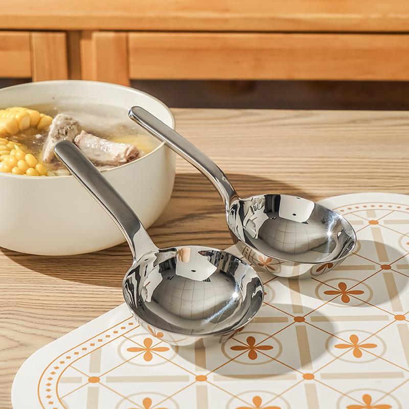 出韩国大圆勺高端汤勺深口汤匙304不锈钢分餐勺短柄大头勺子家用