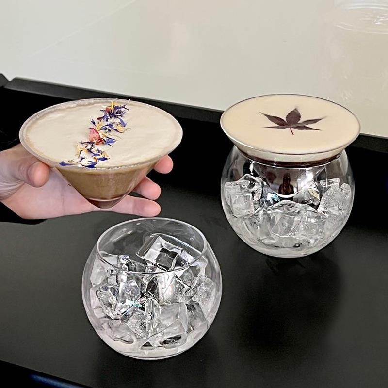 创意玻璃咖啡杯水晶拿铁杯特调玛格丽特分子杯个性分体马天尼杯
